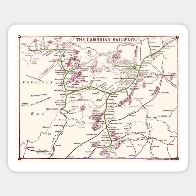 Vintage Cambrian Railways Map Magnet by Random Railways